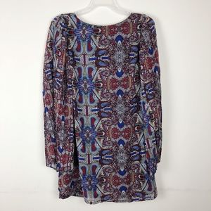 Fire Los Angeles Boho Print Bell Sleeve Dress